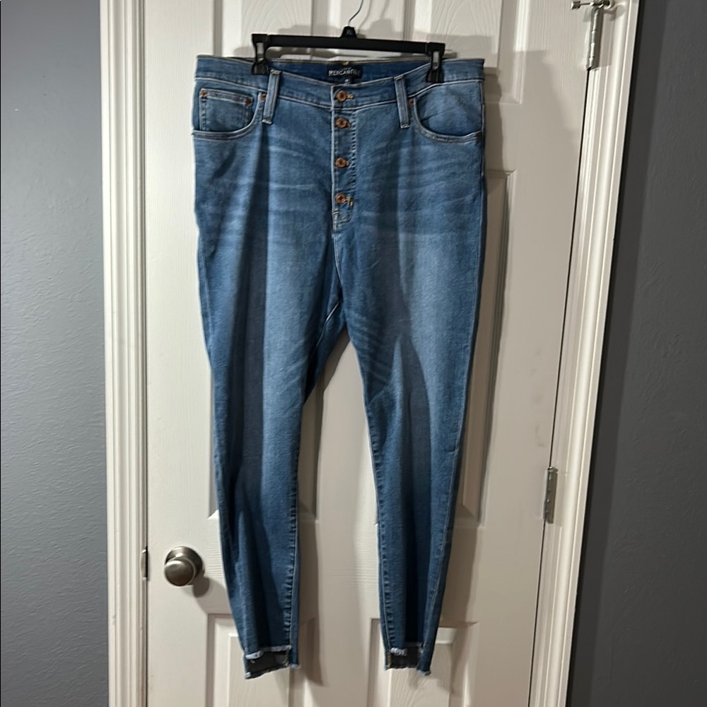 J. Crew Medium Blue High Rise Button Fly Women's Jeans size 33